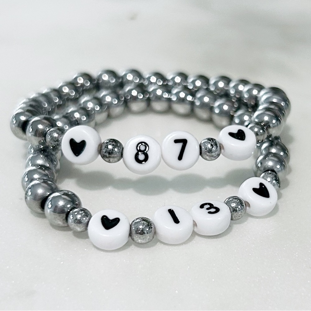 2 Taylor Swift Friendship Bracelets 87 13 Travis Kelce Chiefs Numbers Silver NFL